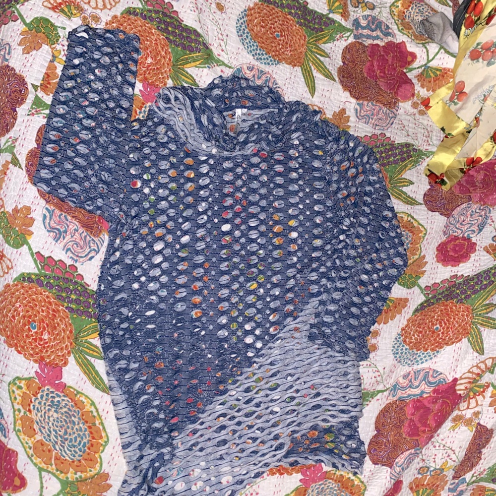 BLUE MESH JEAN PAUL GAULTIER CROCHET TOP